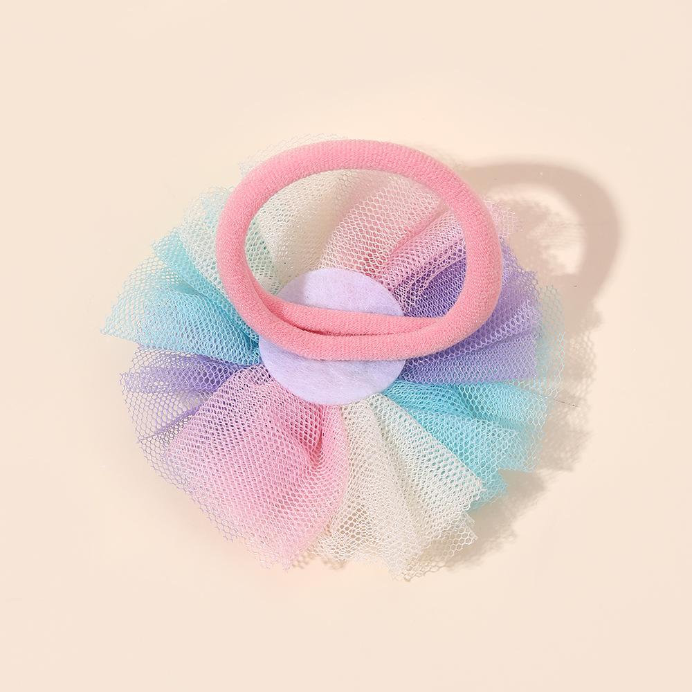 2Pcs Cartoon Unicorn Hair Tie For Girls Rainbow Mesh Rubber Bands High-elasticity Hair Bands Children Headwear Hair Accessories