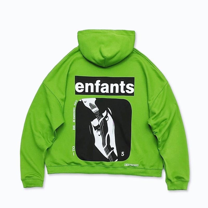 Forest Green Printed Hoodie Men Women Loose Fit Casual Sweatshirt American Retro Style