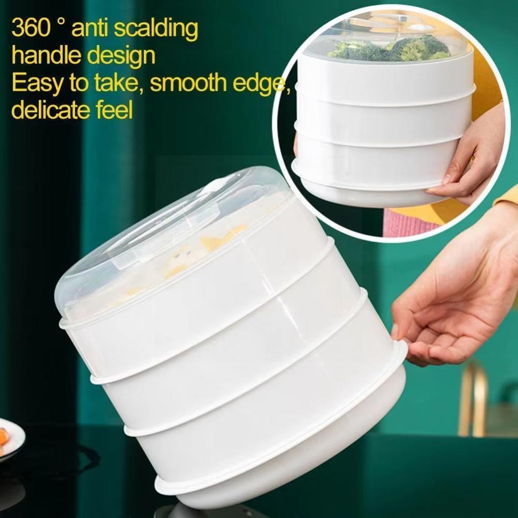 Microwave Steamer Basket with Lid Multi-functional Plastic Steaming for Home Kitchen