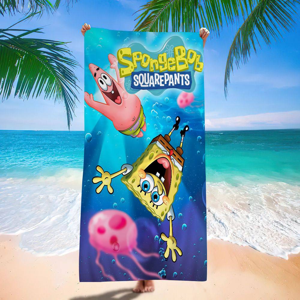S-Sponge Bob S-S-SquarePants Microfiber Beach Towel Absorbent Quick Dry Soft Yoga Swimming Resort Mountain Climbing Towel