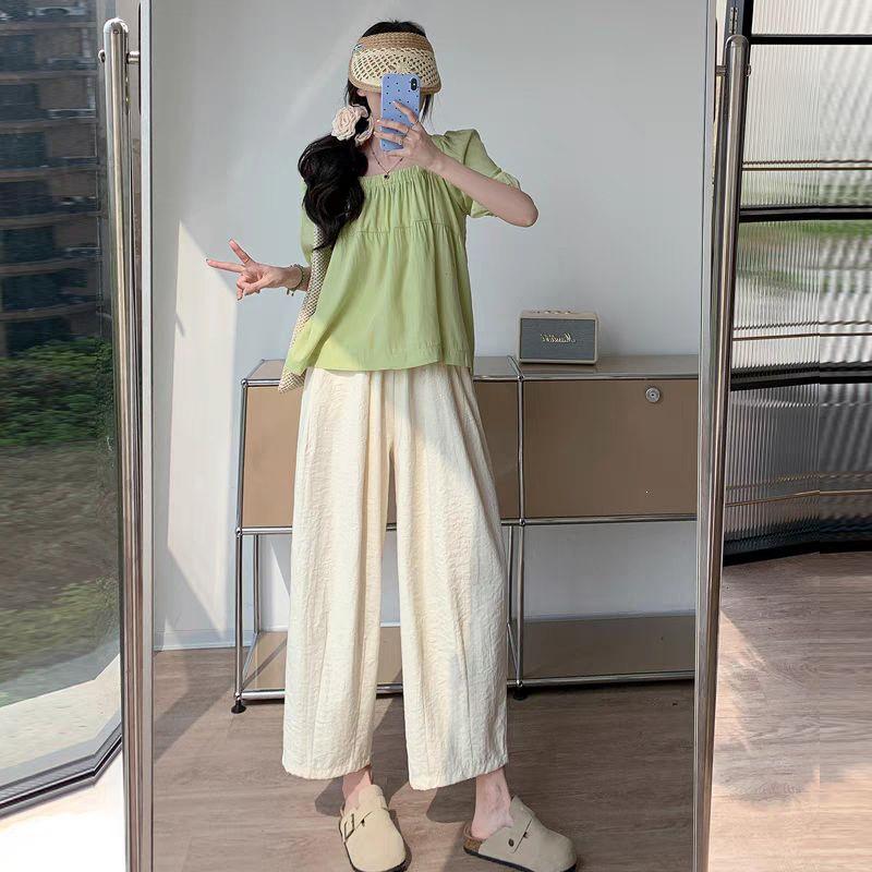 

2026 Summer Wide-Leg Maternity Pants - Lightweight, Nine-Point Length for Petites, Casual Style, No Belly Support Required M: below 110 lbs бежевий