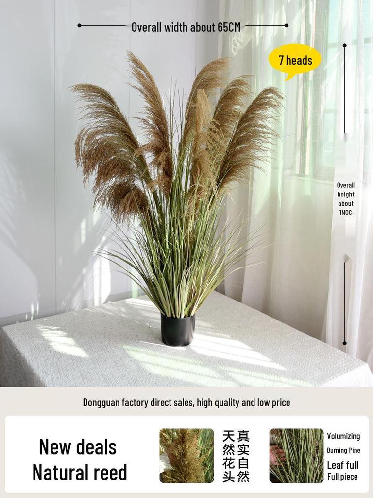 Natural Reed Faux Flowers & Potted Greenery for Home Decor