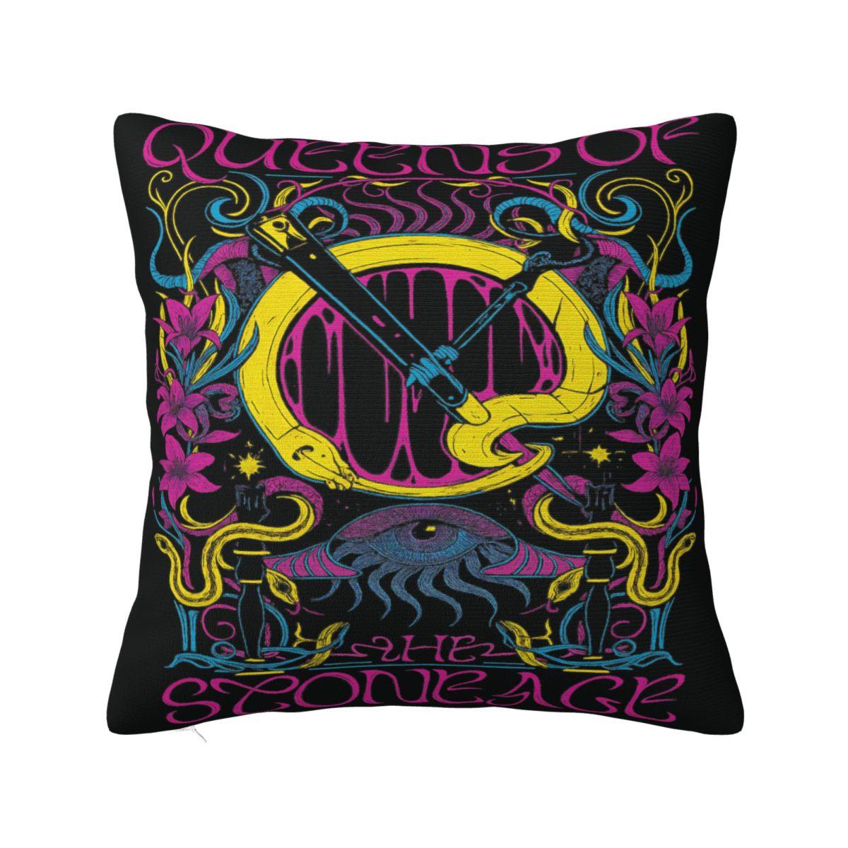Queens Of The Stone Age Music Band Pillow Cover American Rock Music Pillow Case Soft Cushion Cover Pillowcases For Sofa Car 12x12Inch