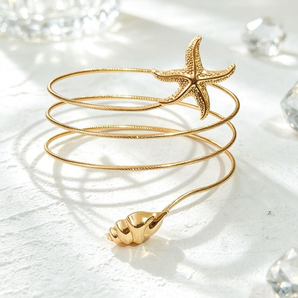 Starfish Upper Arm Cuff Bracelet Gold Color Spiral Arm Bracelet Vintage Cuff Arm Ring Gifts
