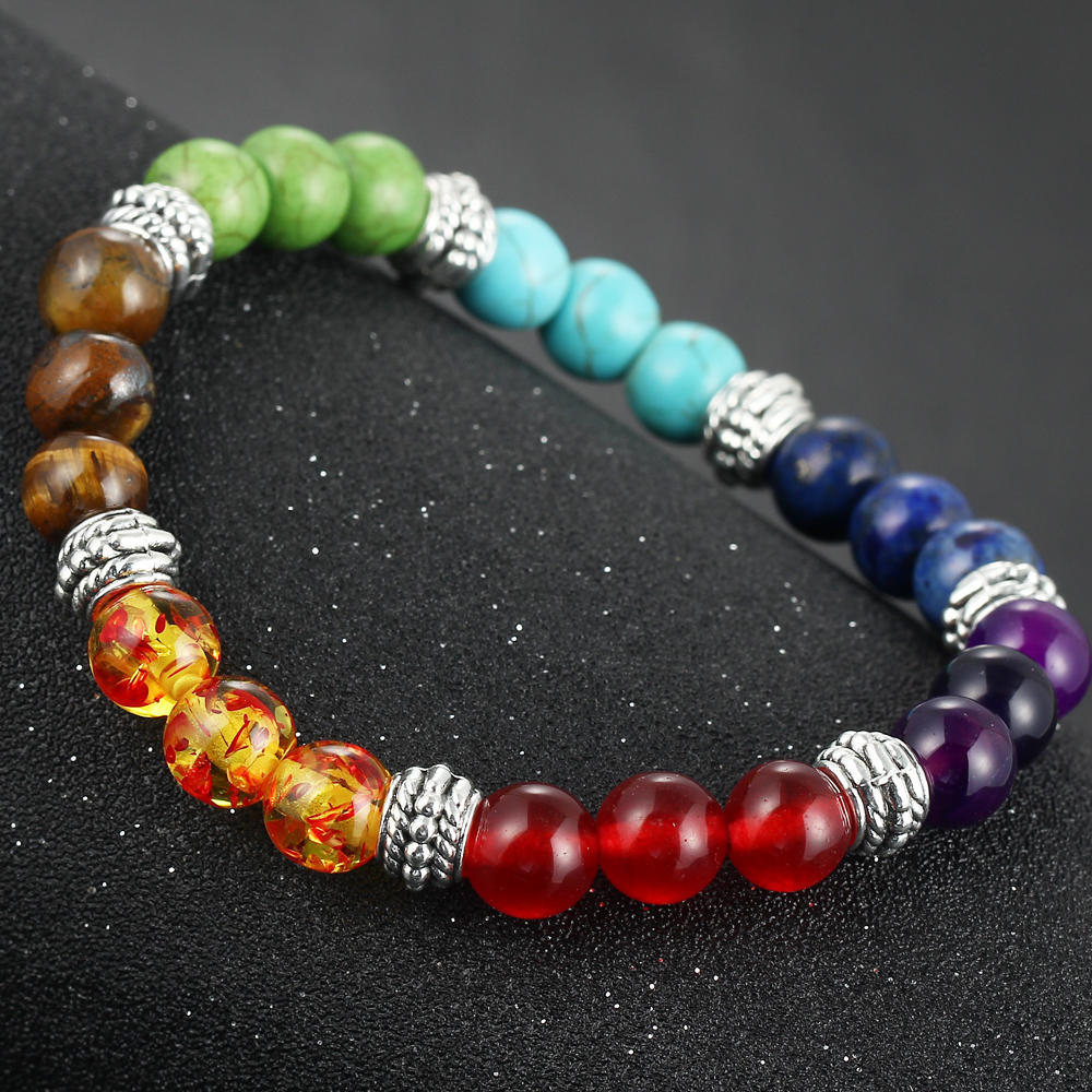 Náramek 7 čaker Korálky Přírodní kámen Léčení Rovnováha Jóga Buddha Modlitba Reiki Nastavitelné Náramky a Náramky Ženy Muži Šperky