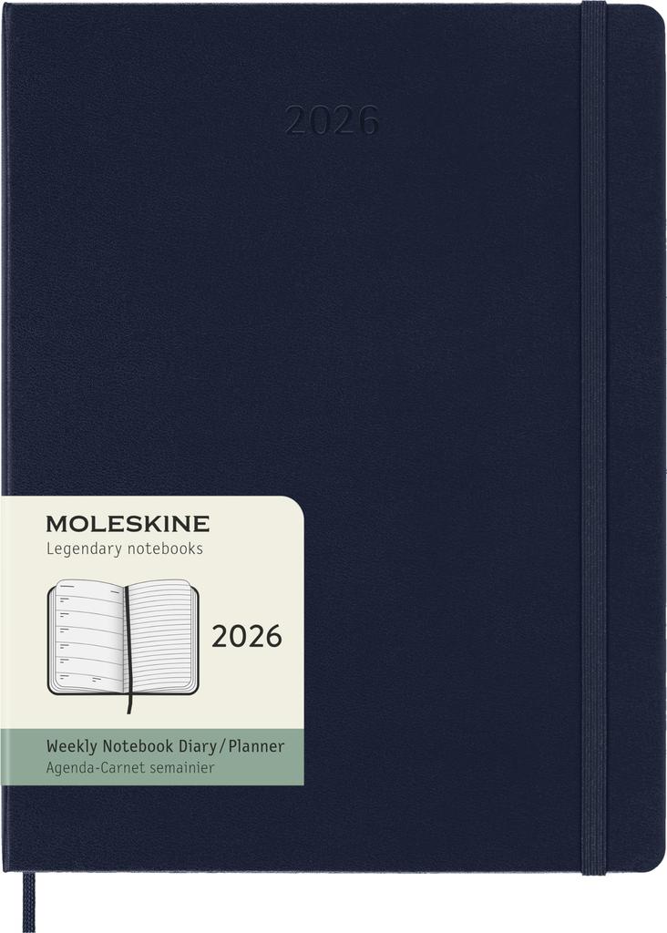 Moleskine 2026 January Weekly XL Size W x 25cm Sapphire DHB2012WN4Y26 Planner, Start, 12-Month Diary, (19cm H), Hardcover, Blue,