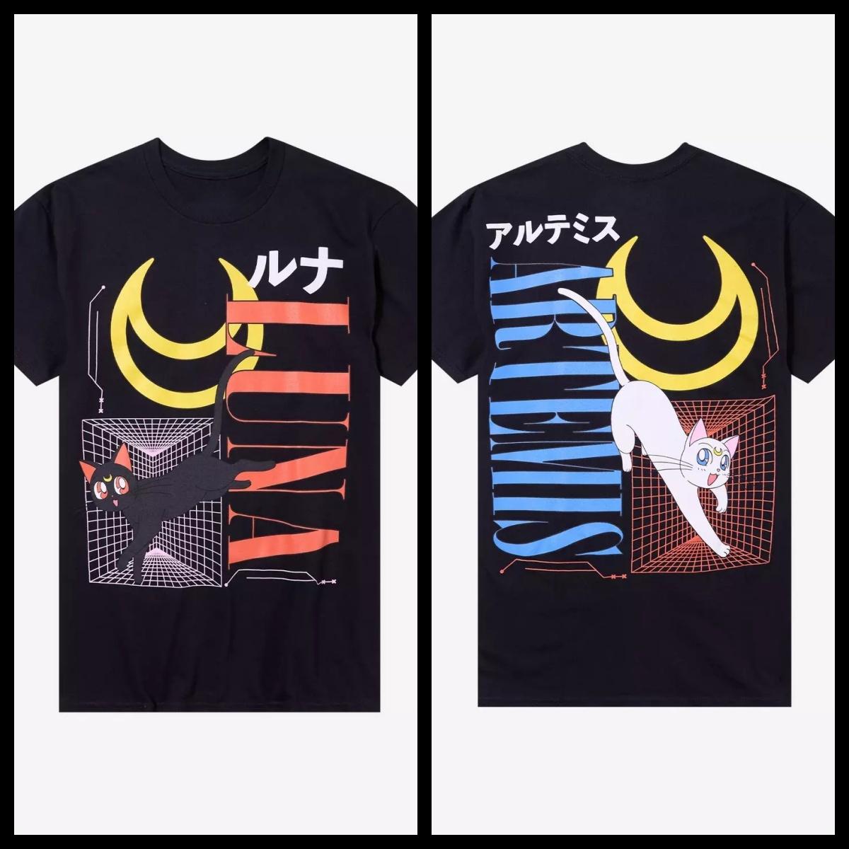 

Pretty Guardian Sailor Moon Luna Artemis Grid Pure Cotton TShirt Men and Women Fashion Casual Short Sleeve Shirt New Product 3XL