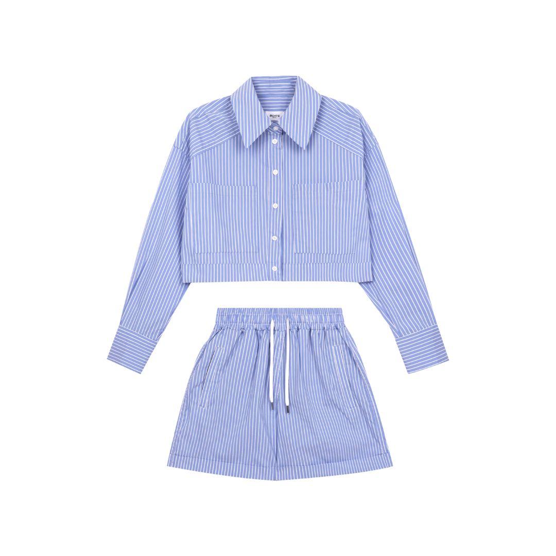 Eight Gate Women S Summer Striped Shirt Set S