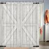 Rustic Wooden Barn Door Shower Curtain-Vintage Farmhouse Design Rice Color Belt Hook Bathroom Decorative Shower Curtain