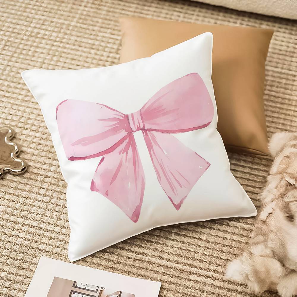 Pink Bow Cherry Pillow Case Anti-dustmite Invisible Zipper Sofa Bed