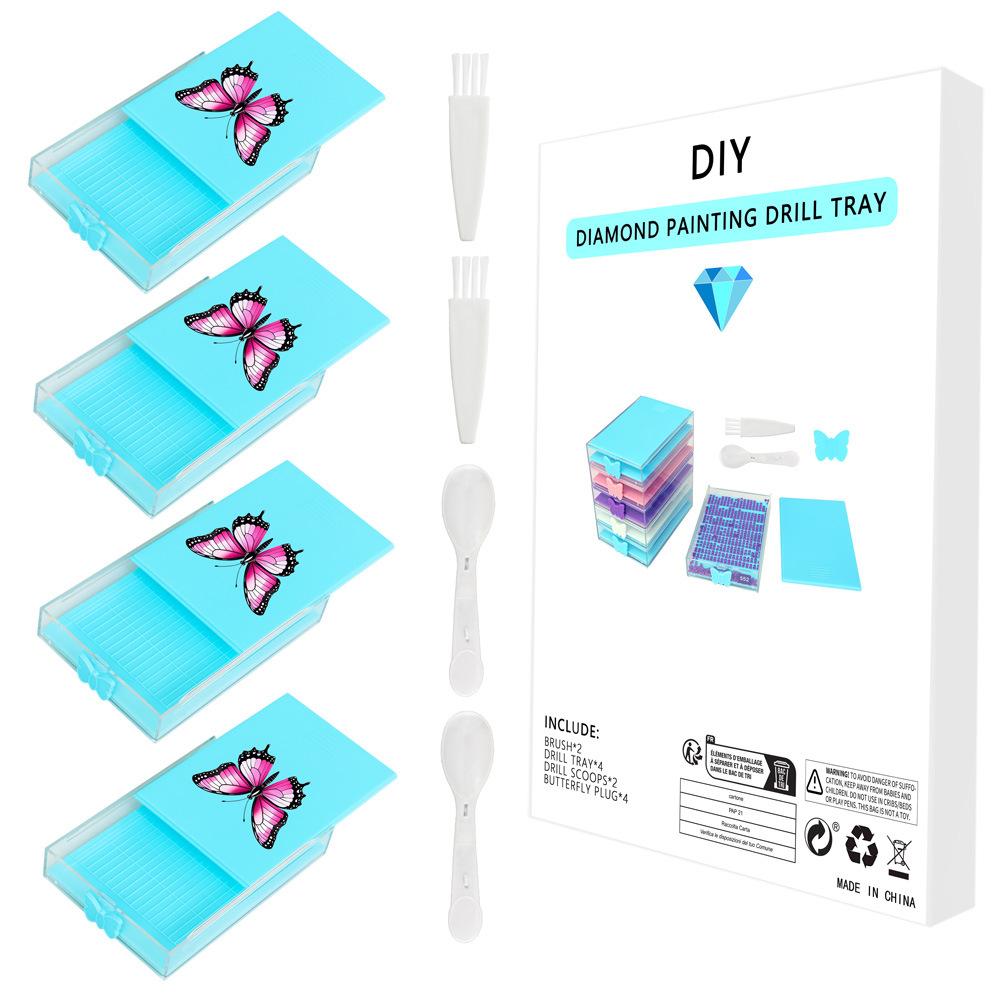 4PCS/SET Diamond Painting Tray Multi Placing Drill Plate Diamond Embroidery Tool Beading Plates Organizer Storage Box DIY Craft
