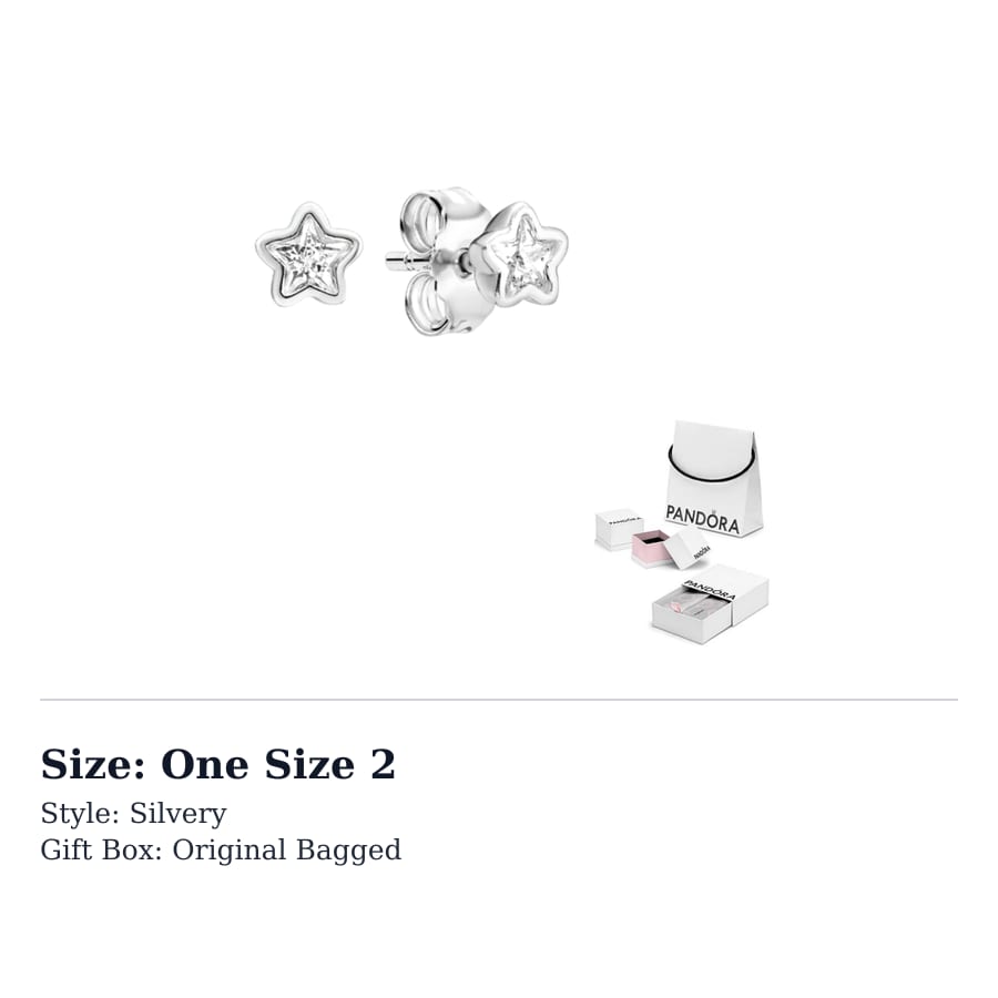 Pandora 925 Sterling Silver Synthetic Cubic Zirconia Earrings Women's Silver 290597CZ