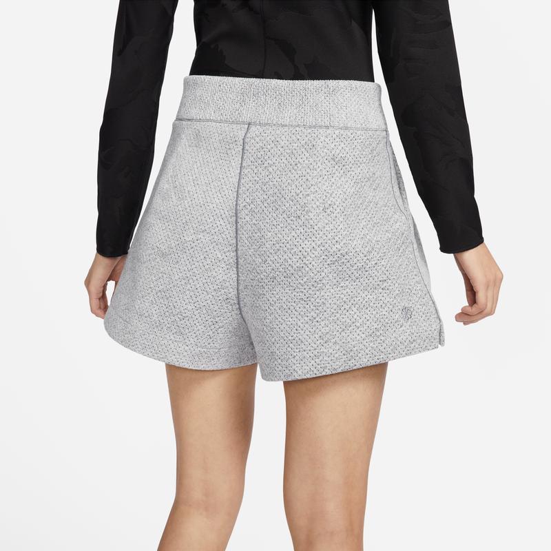 Nike Solid Color Split Hem Fleece High Waist Shorts Women shorts Smoke-Gray DX6518-077