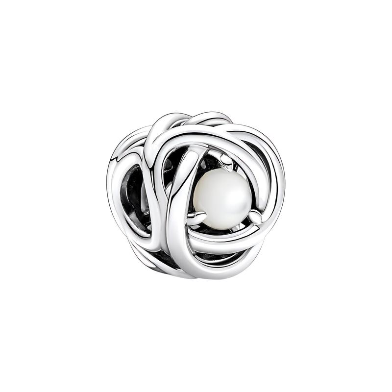 Pandora MOMENTS White Mother of Pearl Eternal Loop Charm Jewelry Accessories Women s Silver 790064C03