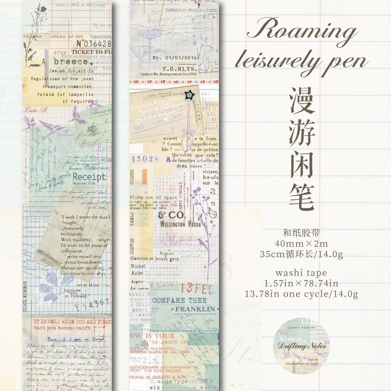 1pcs DIY Decoration Adhesive Tapes Japanese Poetry Manuscripts on Paper Washi Tapes Masking Tapes stickers stationery
