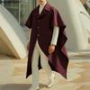 INCERUN Men Casual Baggy Irregular Splits Cloak Long Cape Coats Windbreaker