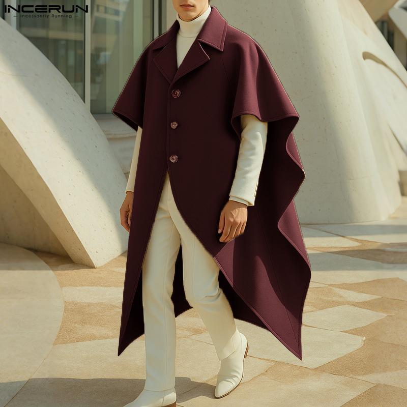INCERUN Men Casual Baggy Irregular Splits Cloak Long Cape Coats Windbreaker