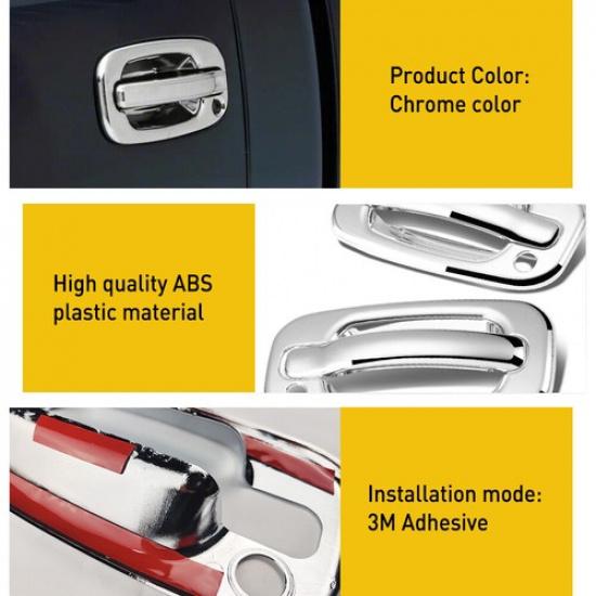 1999-2006 Chevy Silverado GMC Sierra Front Door Handle Covers For 99-06 | 2X | Chrome | Plastic | Easy Tallation | Adhesive