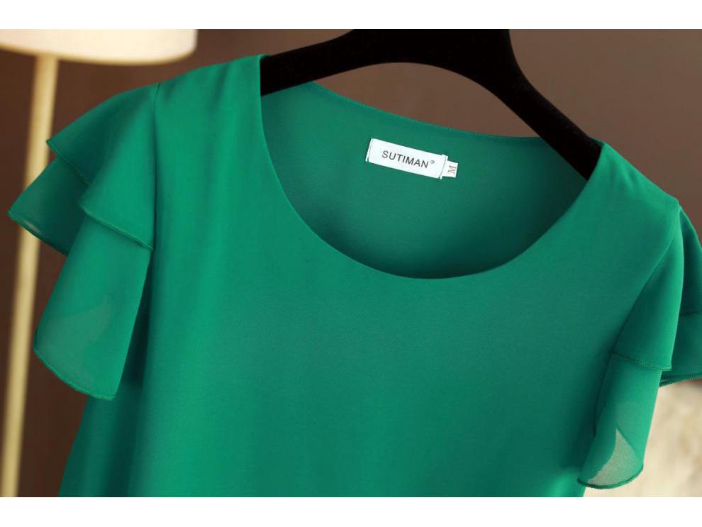 Women's Plus Size Chiffon Top: Loose, Fashionable, Short-Sleeved Summer Blouse