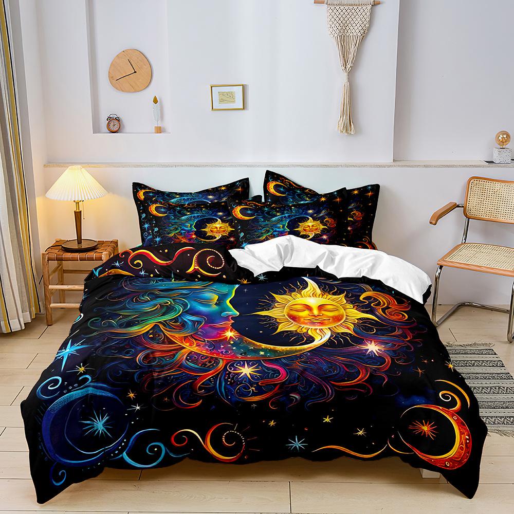 3D Digital Printing Three-Piece Set, Quilt Cover, Bed Sheet, Pillowcase, Cartoon Kit