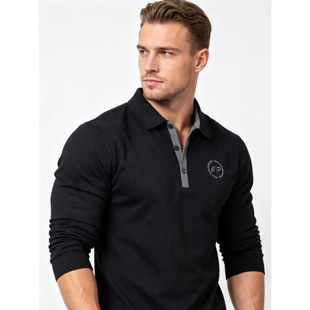 Men's Plus Size Long Sleeve Polo Shirt Autumn Winter Business Casual Cotton Top Breathable Stretch Loose Fit M-6XL White Black Navy
