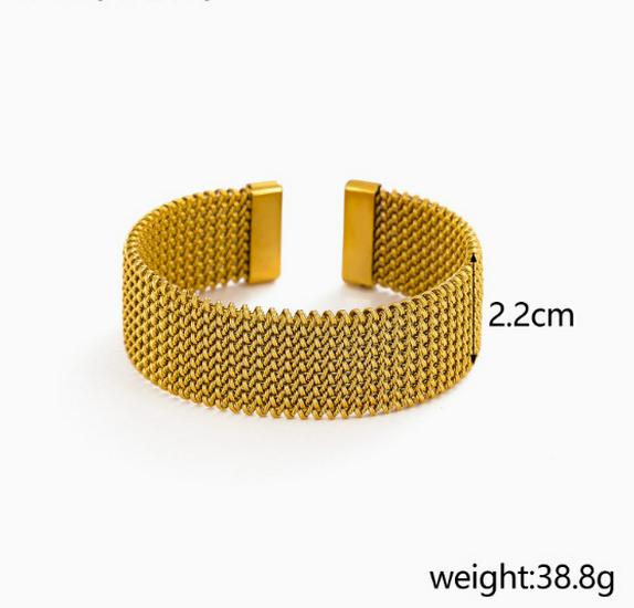 European & American Fashion Titanium Steel Woven Bracelet Plated with 18K Gold - Colorfast Jewelry.