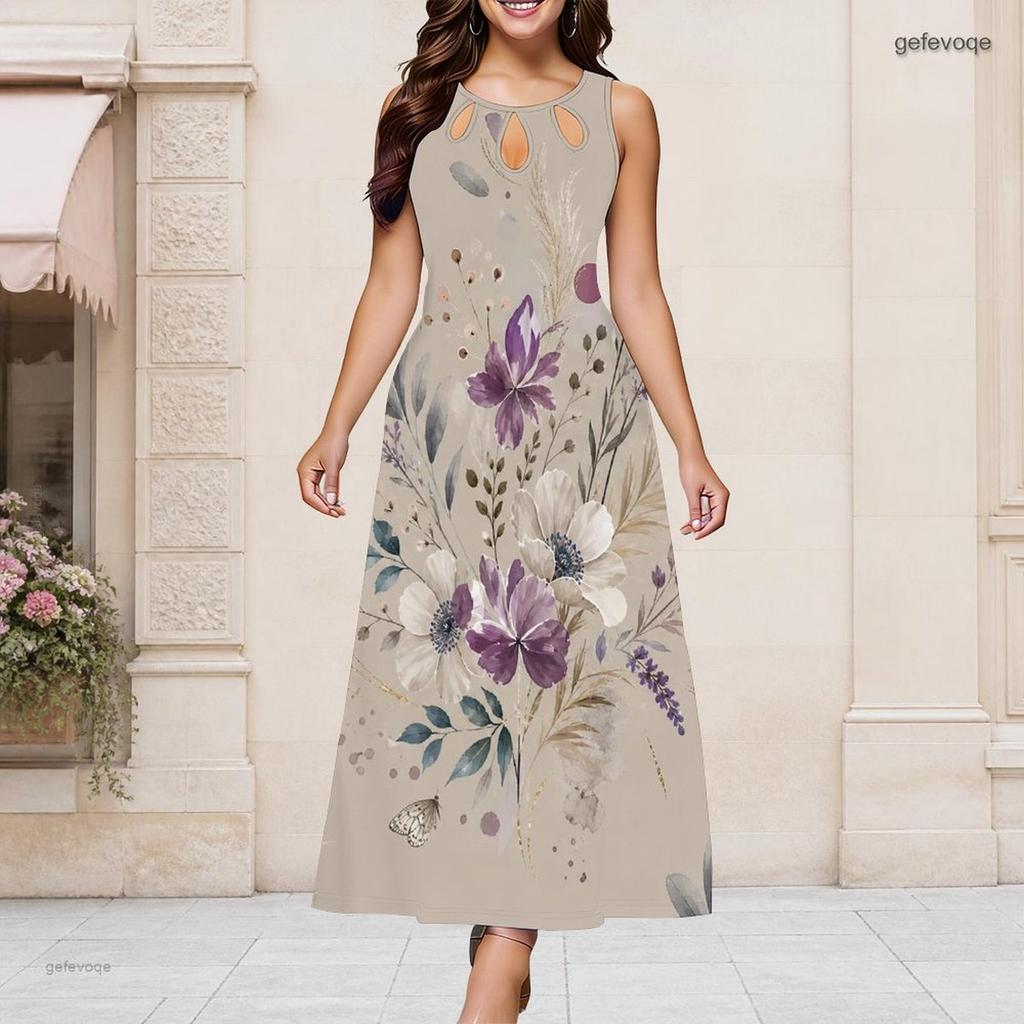 Plus Size Sleeveless Womens Cutout Maxi Long Gown