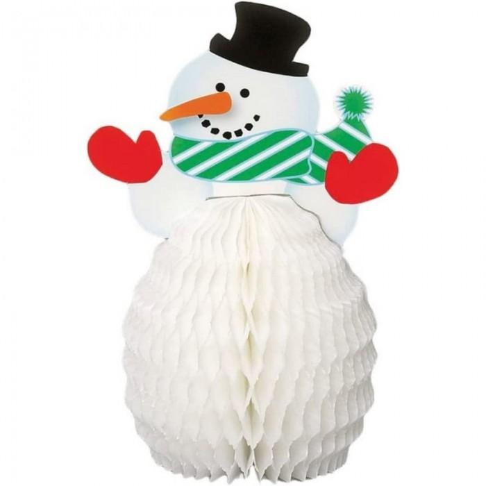 Unique Party Honeycomb Snowman Christmas Decoration (Pack of 4)
