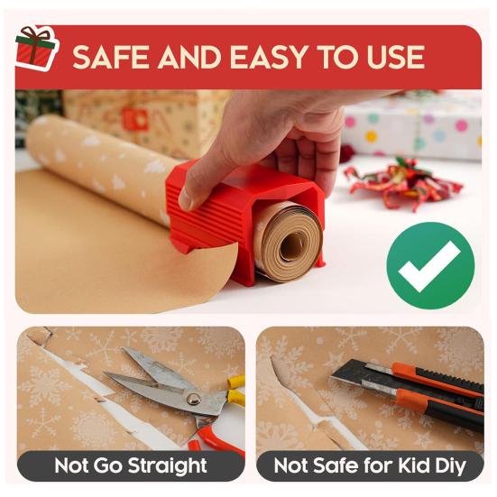 Christmas Wrapping Paper Trimmer Easy Cutting Gift Packaging Paper Slider Tool with Anti-Slip Design