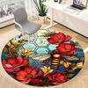 1pc Bee Garden Office Round Area Rug, Under Office Chairs Bedroom Living Room Home Decor, Room Deco