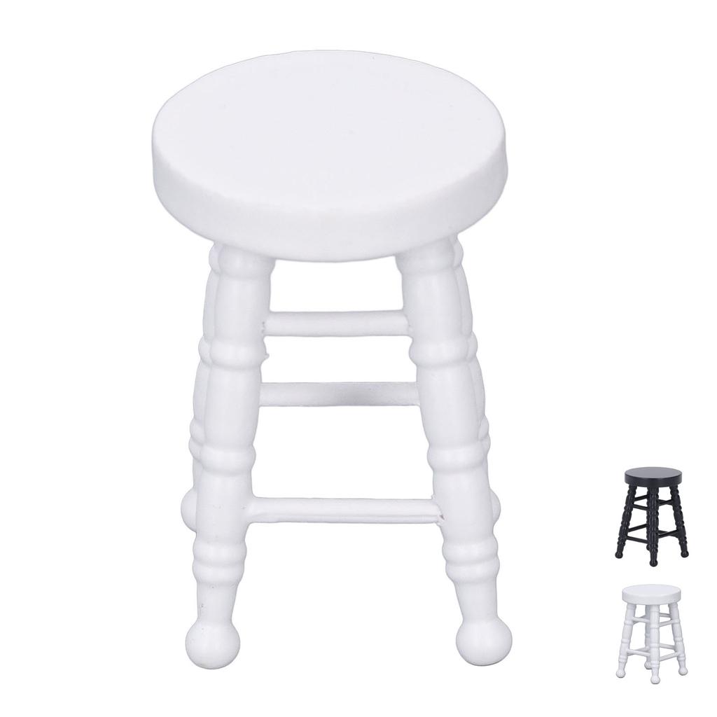1:12 Scale Dollhouse Stool Chair Wooden Handcrafted Scene Ornament Model Miniature Round Stool Chair