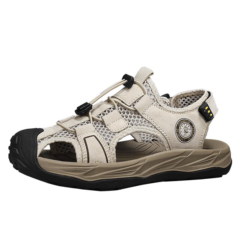Fashion Summer New Men's Sandals Mesh Breathable Beach Shoes Outdoor Non-slip Soft-soled Hiking Shoes Waterproof River-trapping Shoes