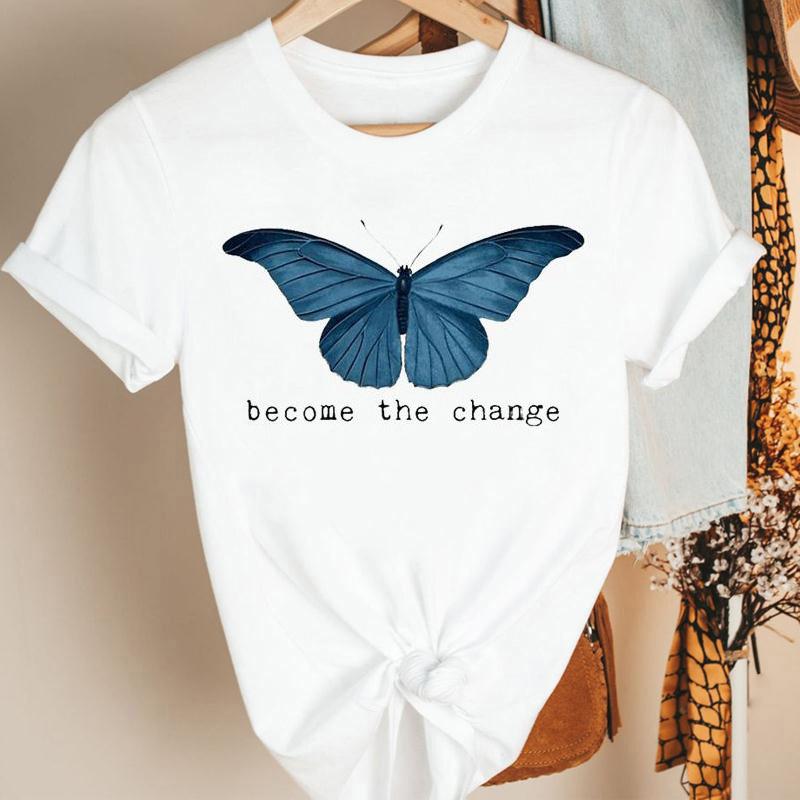 Womens Streetwear Tee Round Neck Summer Casual Clothes Lady T-Shirt White Tshirt Simple Female T-Shirt Basic Cute Tops