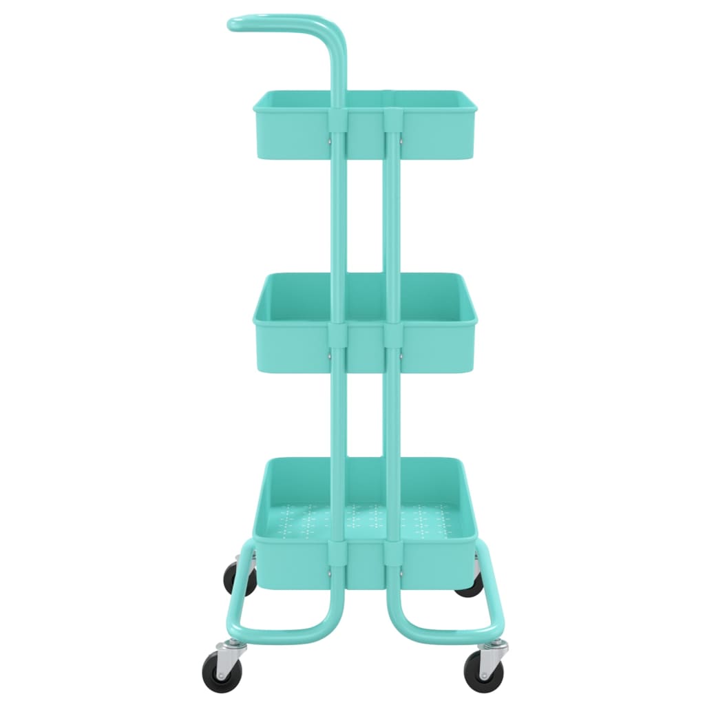 Vidaxl 3-Tier Kitchen Trolley, Turquoise, 42X35X85 Cm, Iron And Abs
