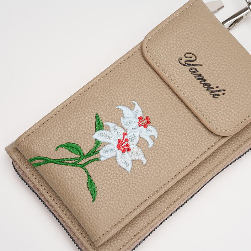 Embroidered Design Single-shoulder Crossbody Bag Multi-functional Mobile Phone Bag Wallet Retro Women's Bag