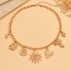 Summer Multi element Pendant Necklace Versatile Punk Style Sun Heart Flower Decoration Collarbone Chain Vintage Women Jewelry