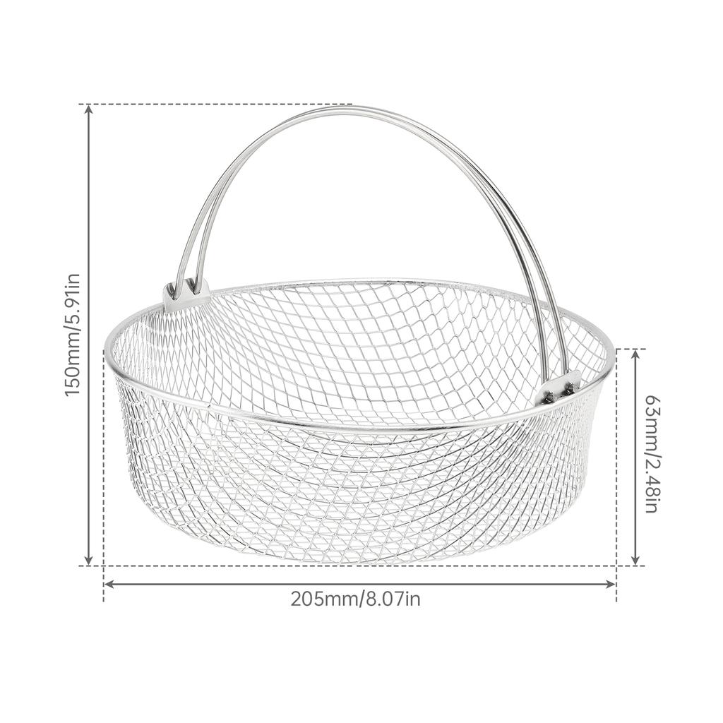 Stainless Steel Round Air Fryer Basket Heavy Duty Non Stick Cooking Basket Universal Fit Easy Clean Home Kitchen