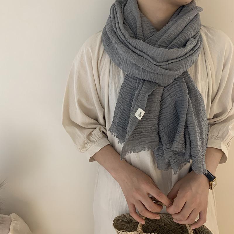 Autumn and Winter Cotton and Linen Women's Scarves Solid Color Shawls Travel Sun Protection Scarves