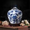 Achtkante Blauw Witte Jingdezhen Porseleinen Pot Keramische Opslag Thee En Snacks Container Elegante Display Huis Keukengerei