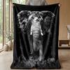 Majestic Elephant Portrait Theme Blanket Lightweight Warm Flannel Blanket Decorative Throw Blanket for Home Decoration