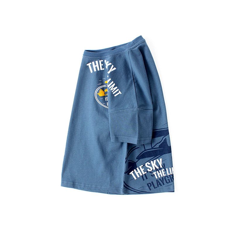 Children s Summer Undershirt Cotton Short-Sleeved T-shirt Cow blue 120