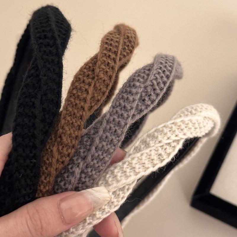 Elegant Crochet Hairband Simple Headband for Daily Wear Women Girl Hairhoop Maillard Style Headband for Face Washing