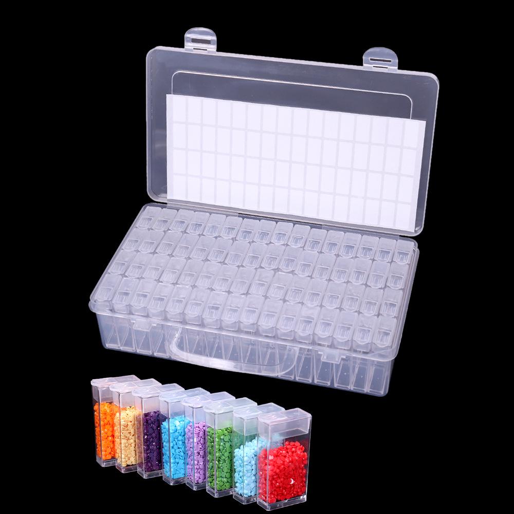 Compact 64-Compartment Diamond Painting Storage Box for Beads, Crafts, and Art Projects