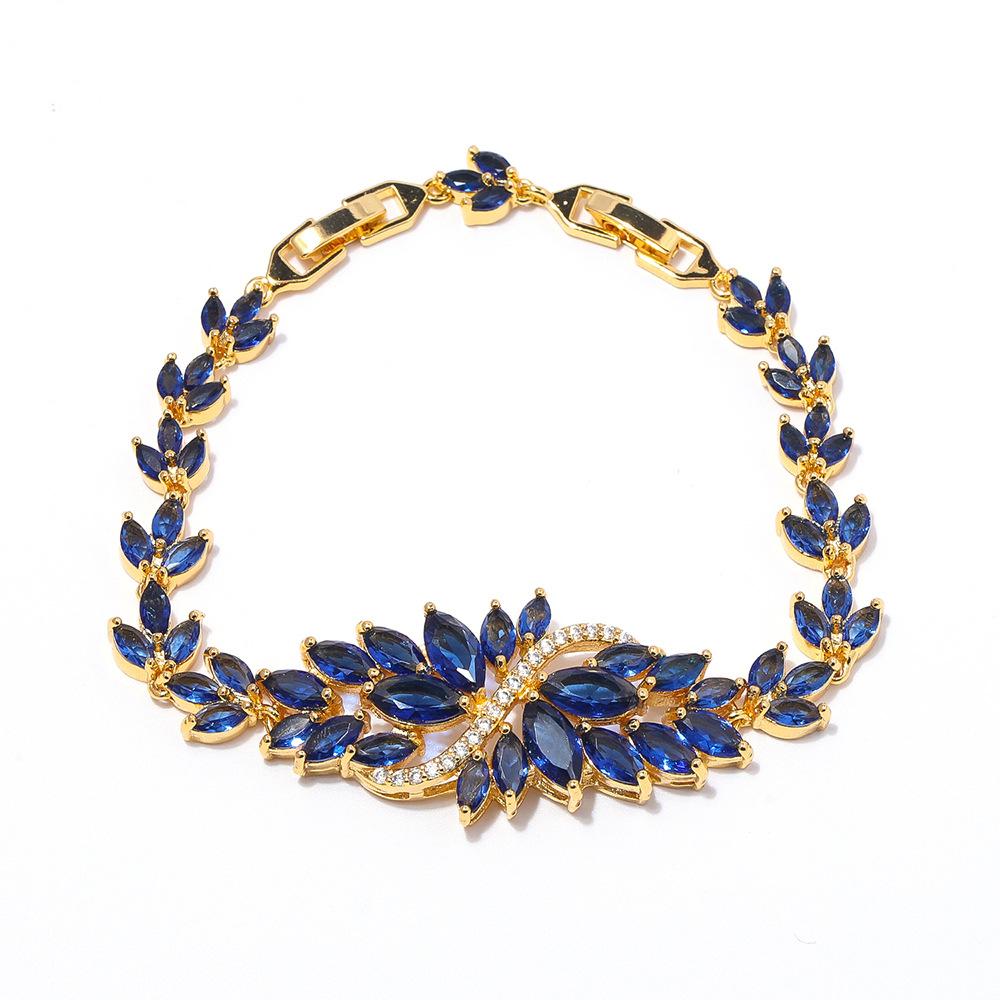 Jewelry Ice Linghua European and American Temperament Zircon Bracelet Full of Diamonds Inlaid Jewelry Multi-color Free Extended Buckle.
