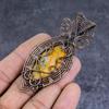 Natural Bumble Bee Jasper Gemstone Copper Wire Wrap Jewelry Pendant 3.35" q8Z23
