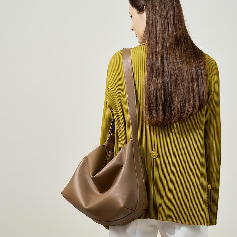 Genuine Leather Underarm Large Tote Bag Wandering Bag for Women 2025 New Cowhide Women's Bag Commuter Large Bag Single Shoulder Crossbody Women's Bag