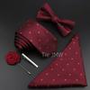 Men Tie Set Jacquard Woven Necktie Bowtie Tie Clipred For Groom Business Wedding Party