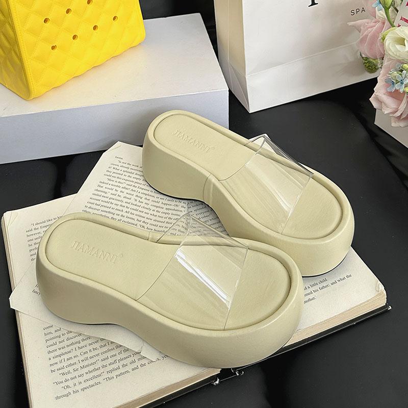 Fashion Fashion Platform Ladies Wedges Slippers Shoes Thick Soled Female Slides Sandals Footwear Transparent Women Wedges Slippers Shoes