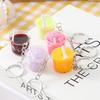 1Pcs Realistic Mini Ice Cream Soda Cup Keychains With Cherry Topping Bright Colors For Bag Decoration And Small Gifts