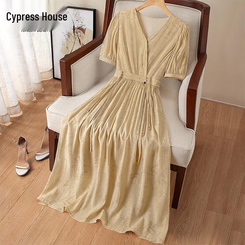 

New Chinese Style V-Neck A-Line Midi Dress L